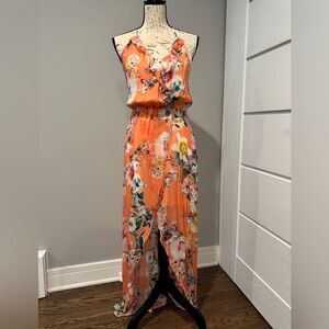 Lavender Brown Vibrant Floral Maxi Dress